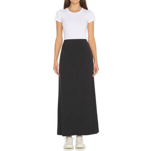 Old Navy Womens Maxi Skirt Size 18 Charcoal‎ Gray Pink Stripes Stretch